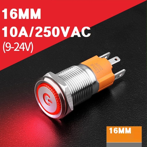 10A 16mm 스위치 LED RED (9v-24v) 10A /250VAC